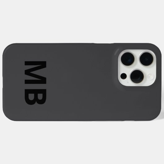 Einfache moderne Schwarz-Initial-Monogramm Case-Mate iPhone Hülle (Rückseite (Horizontal))