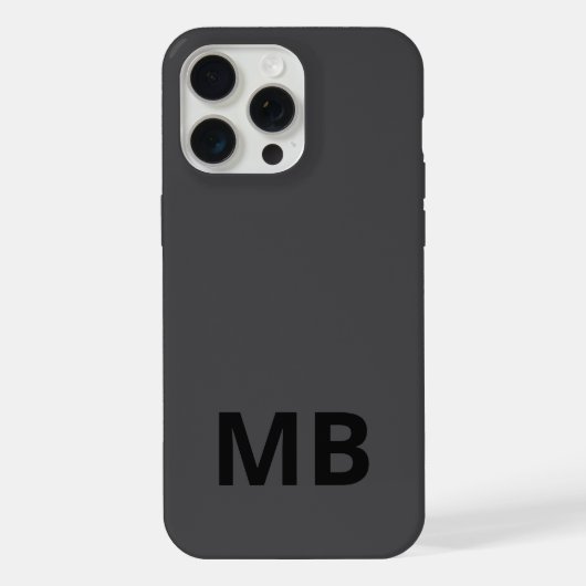 Einfache moderne Schwarz-Initial-Monogramm iPhone Hülle (Rückseite)