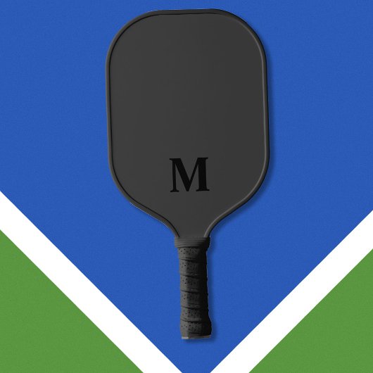 Einfache moderne Schwarz-Initial-Monogramm Pickleball Schläger