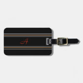 Einfache, moderne Schwarz-Rot-Gold-Mit Monogramm-I Gepäckanhänger (Vorderseite horizontal)