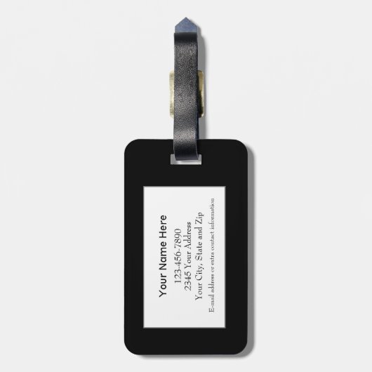 Einfache, moderne Schwarz-Rot-Gold-Mit Monogramm-I Gepäckanhänger (Rückseite vertikal)