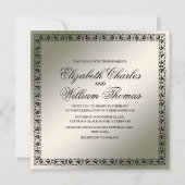 Einfache, moderne Schwarz-Silber-Hochzeit Einladung (Vorderseite)