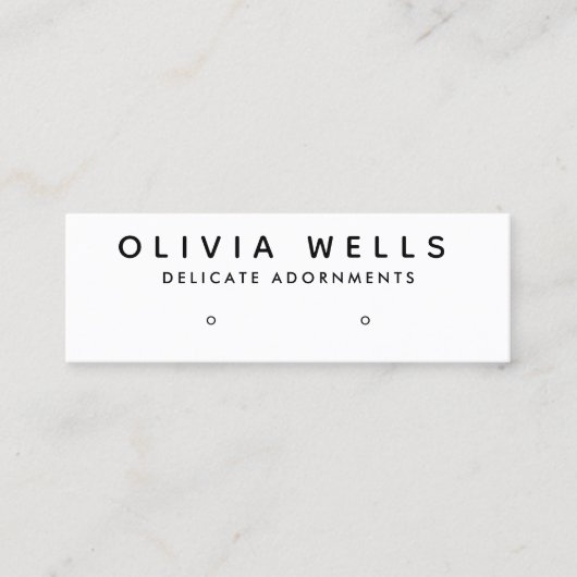 Einfache, moderne Schwarz-weiß Earring Display Min Mini Visitenkarte (Vorderseite)