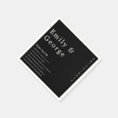 Einfache moderne Schwarz-Weiß-Fun-Fakten Hochzeite Serviette (Ecke)