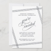 Einfache moderne Schwarz-Weiß-Geburtstagsparty Einladung (Vorderseite)