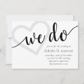 Einfache Moderne | Schwarz-Weiß-Herz-Skript Einladung (Vorderseite)