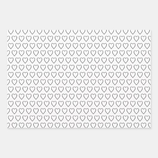 Einfache moderne Schwarz-Weiß-Herzmuster niedlich Geschenkpapier Set (Vorderseite)