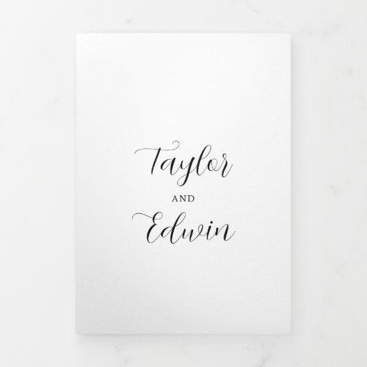 Einfache moderne Schwarz-Weiß-Hochzeit Dreifach Gefaltete Einladung (Cover)