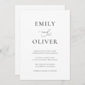 Einfache moderne Schwarz-Weiß-Hochzeit Einladung (Vorne/Hinten)