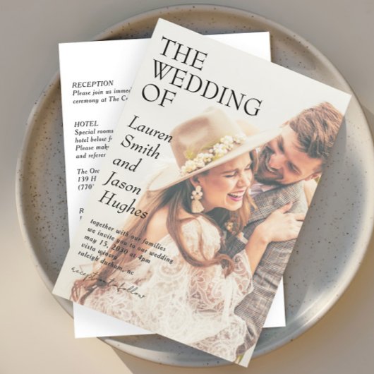 Einfache moderne Schwarz-Weiß-Hochzeit Einladung