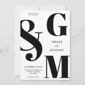 Einfache moderne Schwarz-Weiß-Hochzeit Einladung (Vorderseite)