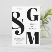 Einfache moderne Schwarz-Weiß-Hochzeit Einladung (Stehend Vorderseite)