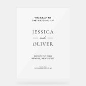 Einfache, moderne Schwarz-Weiß-Hochzeit - Empfang Acrylschild (Vorderseite)