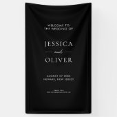 Einfache, moderne Schwarz-Weiß-Hochzeit - Empfang Banner (Vertikal)