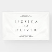 Einfache, moderne Schwarz-Weiß-Hochzeit - Empfang Banner (Horizontal)