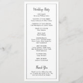 Einfache moderne Schwarz-Weiß-Hochzeit Programm (Rückseite)