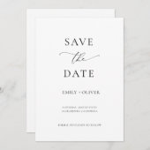 Einfache moderne Schwarz-Weiß-Hochzeit retten das Einladung (Vorne/Hinten)