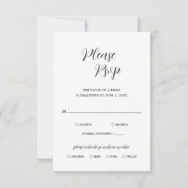 Einfache moderne Schwarz-Weiß-Hochzeit RSVP Karte