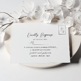 Einfache moderne Schwarz-Weiß-Hochzeit-RSVP RSVP Karte