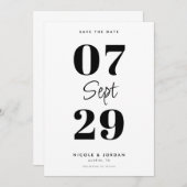 Einfache moderne Schwarz-Weiß-Hochzeit Save The Date (Vorne/Hinten)
