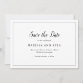 Einfache moderne Schwarz-Weiß-Hochzeit Save The Date (Vorderseite)