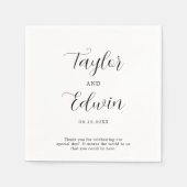 Einfache moderne Schwarz-Weiß-Hochzeit Serviette (Vorderseite)