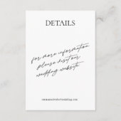 Einfache, moderne Schwarz-Weiß-Hochzeitsdetails Begleitkarte (Vorderseite)