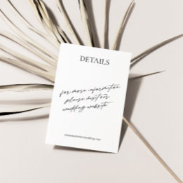 Einfache, moderne Schwarz-Weiß-Hochzeitsdetails Begleitkarte