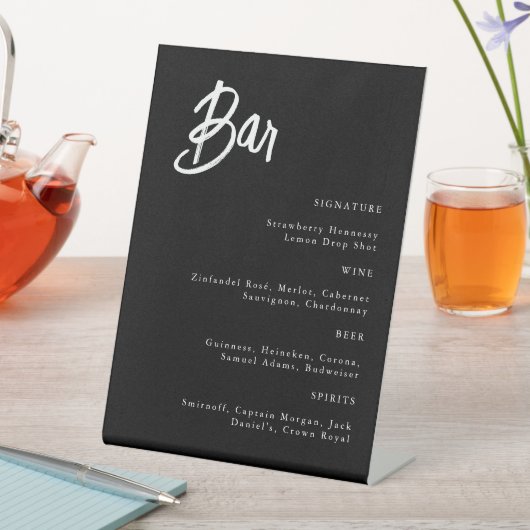 Einfache moderne Schwarz-Weiß-Hochzeitszeichen Sockelschild (In Situ)