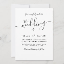 Einfache moderne Schwarz-Weiß-Kalligrafie-Hochzeit Einladung