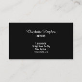 Einfache, moderne Schwarz-Weiß-Karte Visitenkarte (Rückseite)