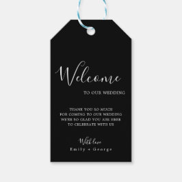 Einfache, moderne Schwarz-Weiß-Klassik-Hochzeit Geschenkanhänger