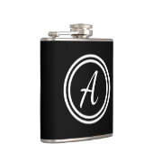 Einfache, moderne Schwarz-Weiß-Monogramm Flachmann (Rechts)