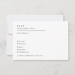 Einfache moderne Schwarz-Weiß-Monogramm-Hochzeit RSVP Karte