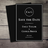 Einfache moderne Schwarz-Weiß-Monogramm-Hochzeit Save The Date