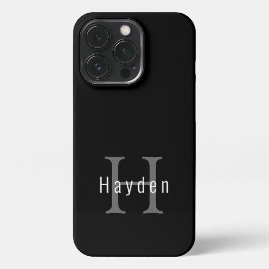 Einfache, moderne Schwarz-Weiß-Monogramm iPhone Hülle (Rückseite)