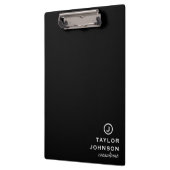Einfache, moderne Schwarz-Weiß-Monogramm Klemmbrett (Links)