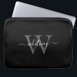 Einfache, moderne Schwarz-Weiß-Monogramm Laptopschutzhülle<br><div class="desc">Ein niedliches Schwarz-Weiß-Design mit einem einfachen und modernen Monogramm-Namen und Initial.</div>