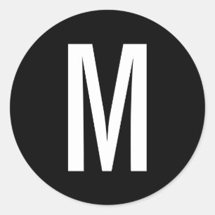 Einfache, moderne Schwarz-Weiß-Monogramm Runder Aufkleber