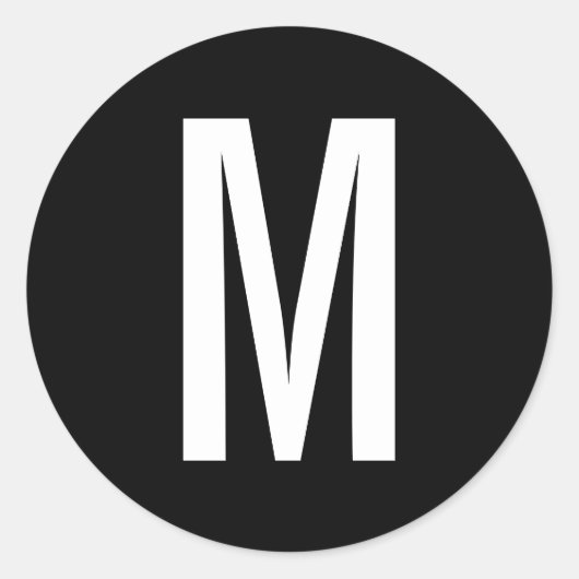 Einfache, moderne Schwarz-Weiß-Monogramm Runder Aufkleber (Vorderseite)