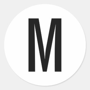 Einfache, moderne Schwarz-Weiß-Monogramm Runder Aufkleber