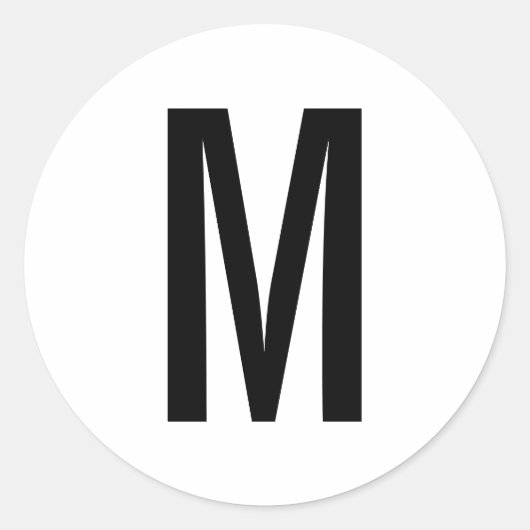 Einfache, moderne Schwarz-Weiß-Monogramm Runder Aufkleber (Vorderseite)
