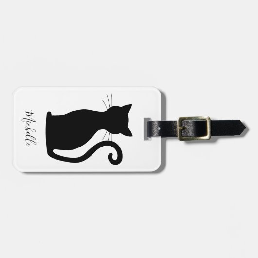 Einfache, moderne Schwarz-Weiß-Niedliche Schwarze Gepäckanhänger (Vorderseite horizontal)
