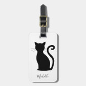 Einfache, moderne Schwarz-Weiß-Niedliche Schwarze  Gepäckanhänger (Vorderseite vertikal)