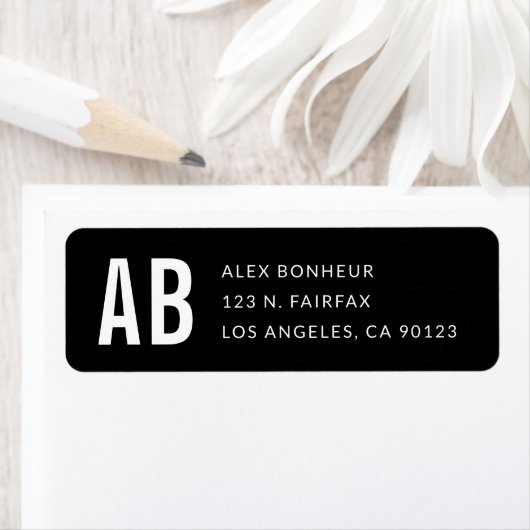 Einfache moderne Schwarz-Weiß-Rücksendeadresse (Insitu)