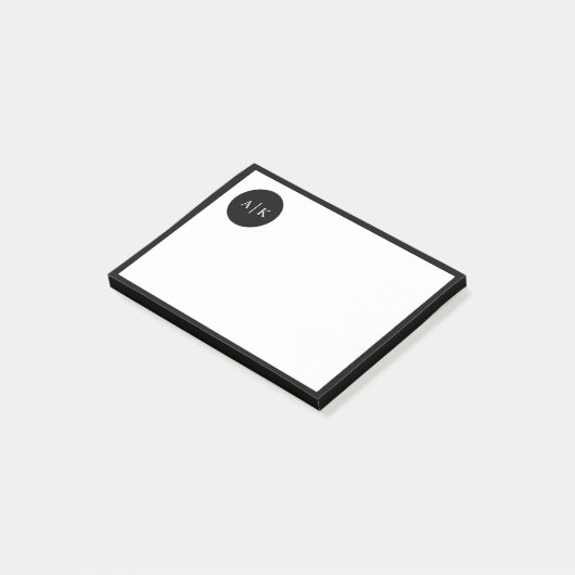 Einfache moderne Schwarz-Weiß-Rundschreiben Post-it Klebezettel (angewinkelt)