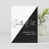 Einfache moderne Schwarz-Weiß-Save the Date Hochze Einladung (Stehend Vorderseite)