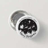 Einfache, moderne Schwarz-Weiß-Weihnachten Button (Vorne & Hinten)