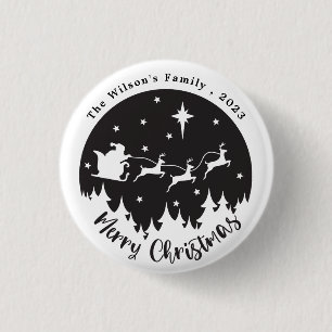 Einfache, moderne Schwarz-Weiß-Weihnachten Button