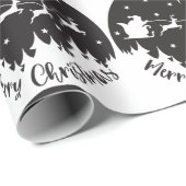 Einfache, moderne Schwarz-Weiß-Weihnachten Geschenkpapier (Rolleneckpunkt)